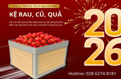 Kệ trưng bày rau, củ, quả – Giải pháp tối ưu gian hàng mùa Tết, sẵn sàng phục vụ cao điểm mua sắm