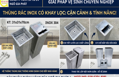 THÙNG RÁC INOX CÓ KHAY LỌC – GIẢI PHÁP VỆ SINH GỌN GÀNG, KHÔNG MÙI CHO KHÔNG GIAN BẾP