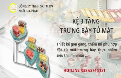 Kệ Khay 3 Tầng Trưng Bày Tủ Mát – Giải Pháp Sắp Xếp Hiệu Quả Mùa Cao Điểm Tết